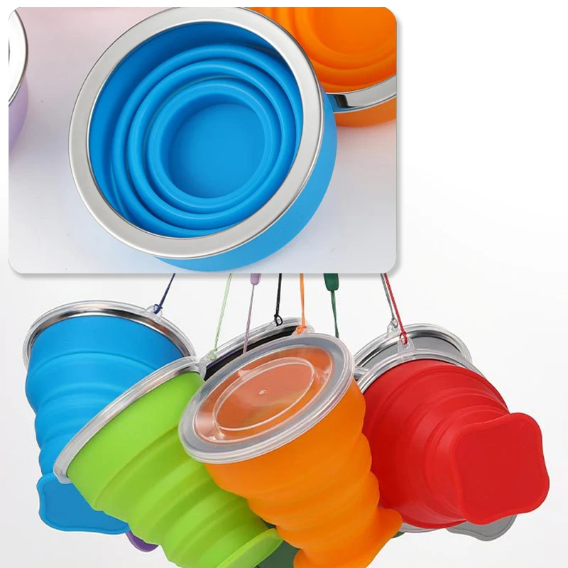 Outdoor Silicone Folding Cup with Lid - Image 2